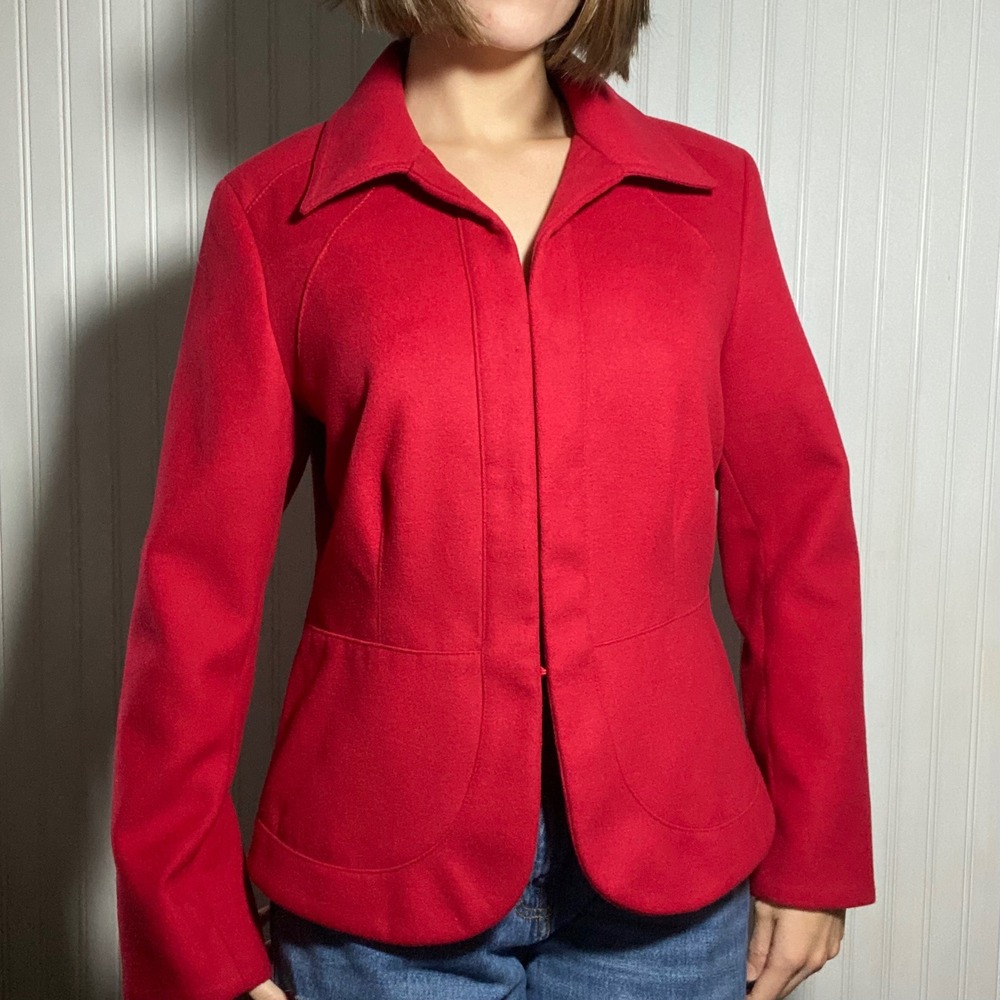 Chicos Classic Red Blazer Jacket Professional Office Workwear Tailored Fit - M